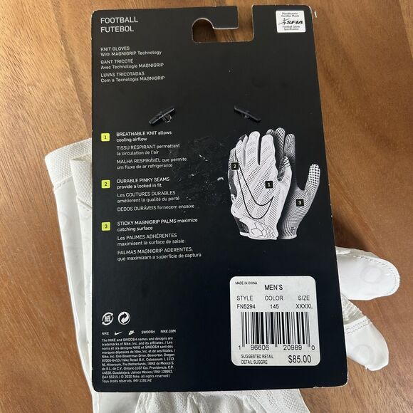 Nike Oregon Ducks PE Vapor Knit 4.0 White Green Football Gloves Men’s 4XL - Picture 4 of 4